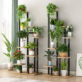 Modern Multi-Tier Wood Floor Display Plant Stand Black Image - 4