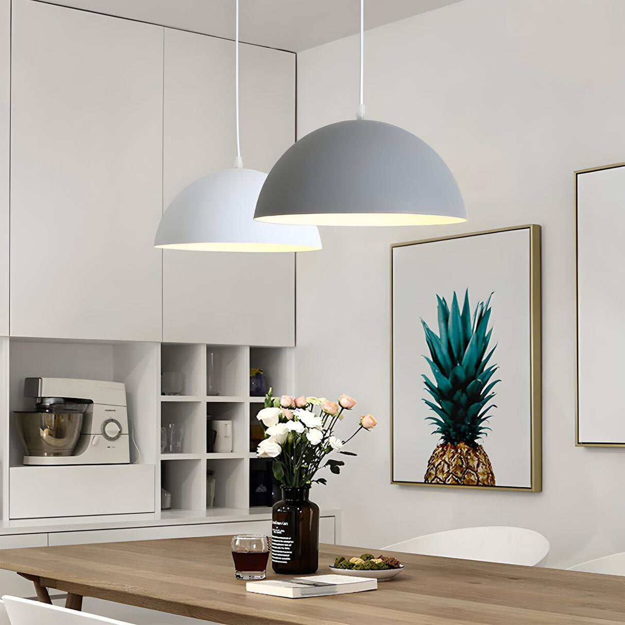 Modern Multicolor Dome Aluminum Dining Room Pendant Light Image - 20