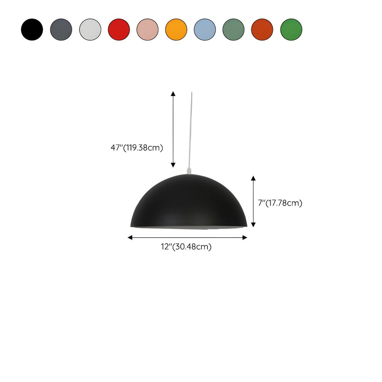 Modern Multicolor Dome Aluminum Dining Room Pendant Light 