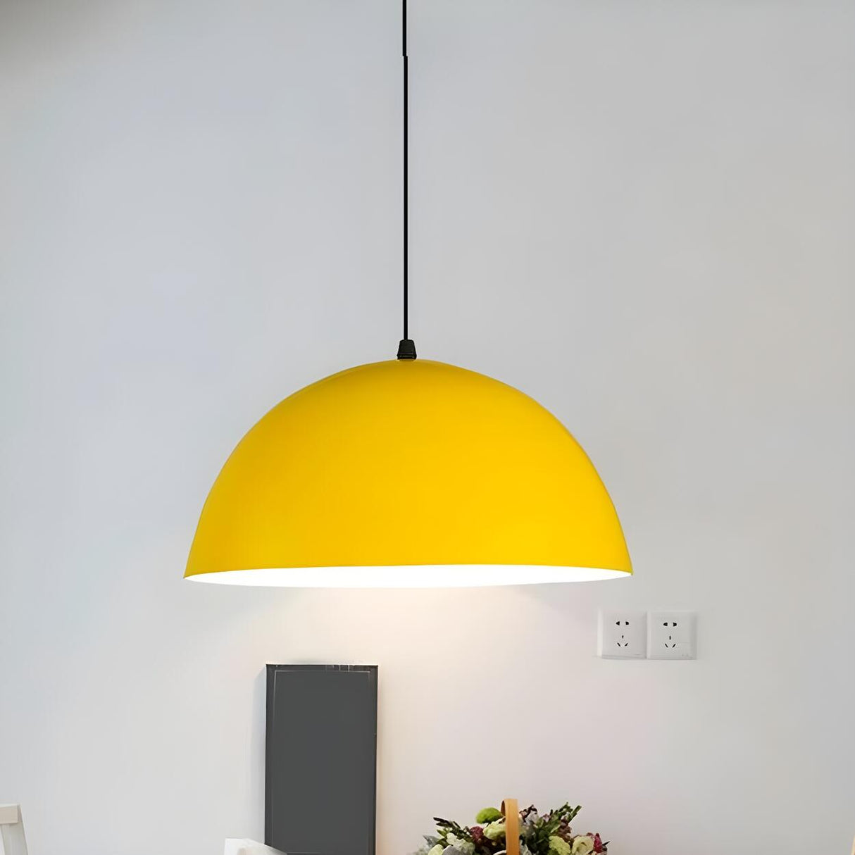 Modern Multicolor Dome Aluminum Dining Room Pendant Light Image - 6