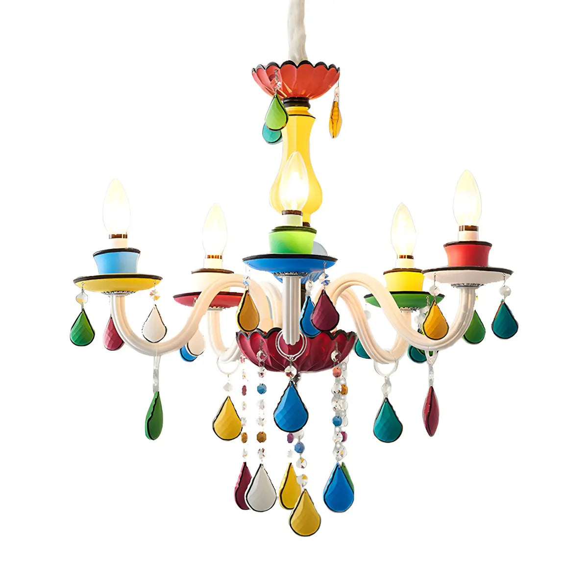 Modern Multicolor Glass Chandelier for Living Room Image - 11