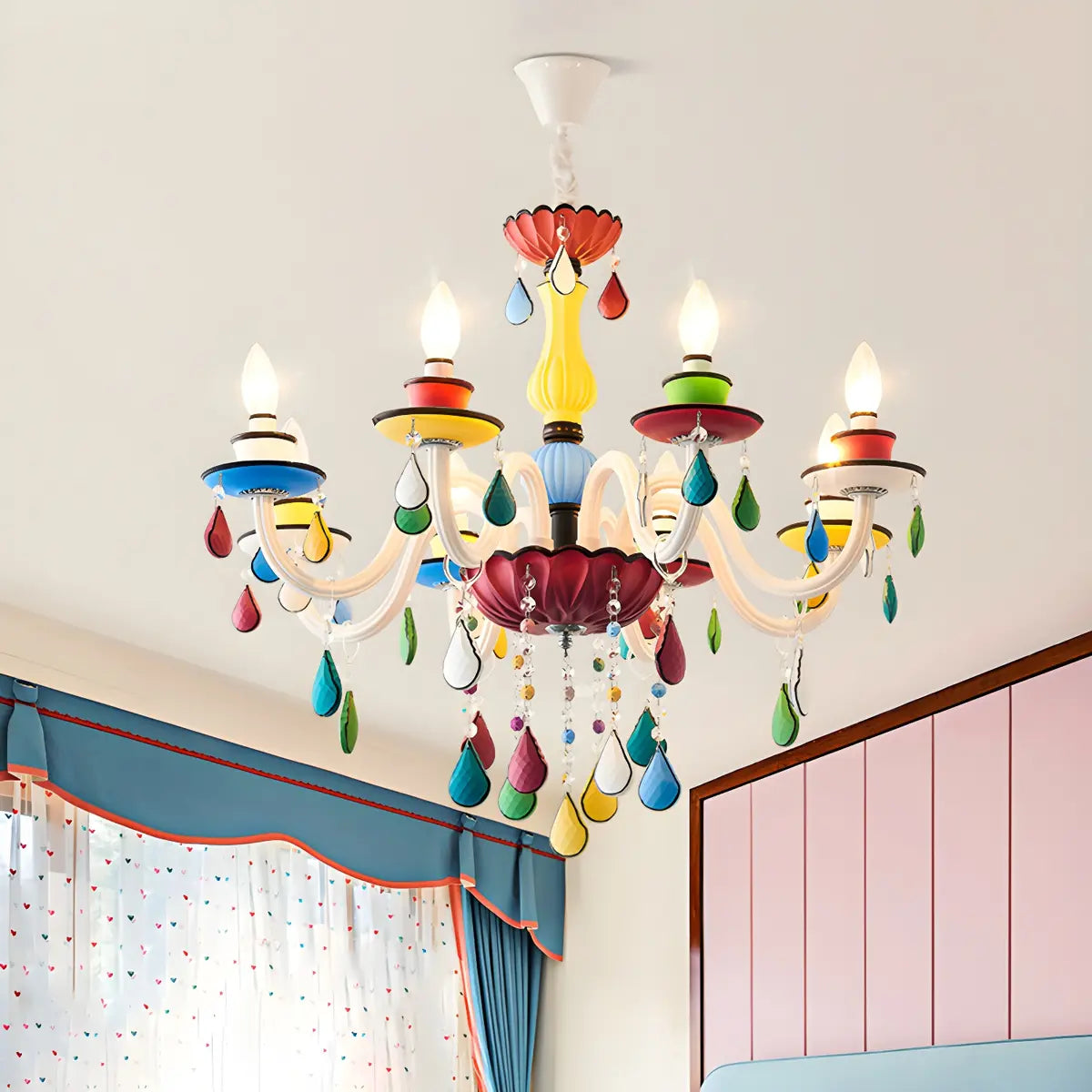 Modern Multicolor Glass Chandelier for Living Room Image - 2