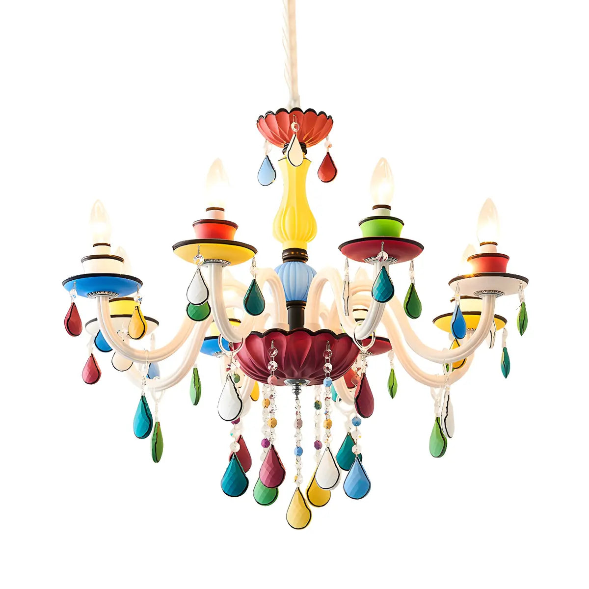 Modern Multicolor Glass Chandelier for Living Room Image - 3