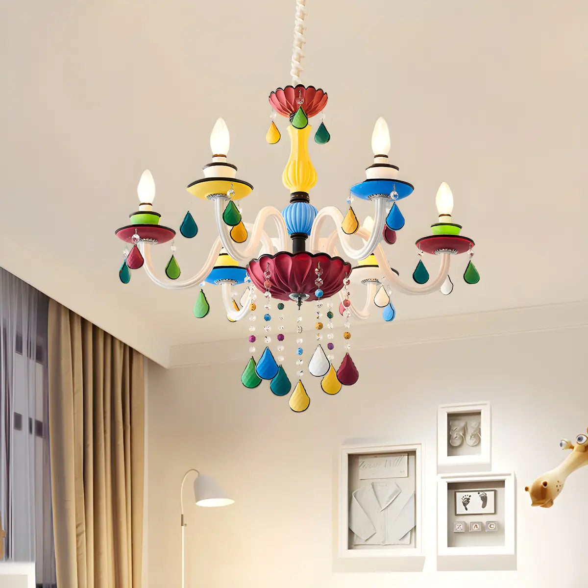 Modern Multicolor Glass Chandelier for Living Room Image - 5