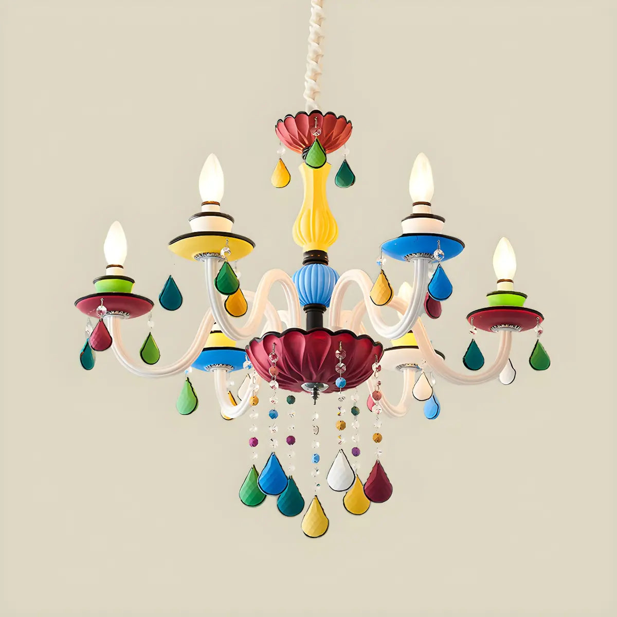 Modern Multicolor Glass Chandelier for Living Room Image - 7