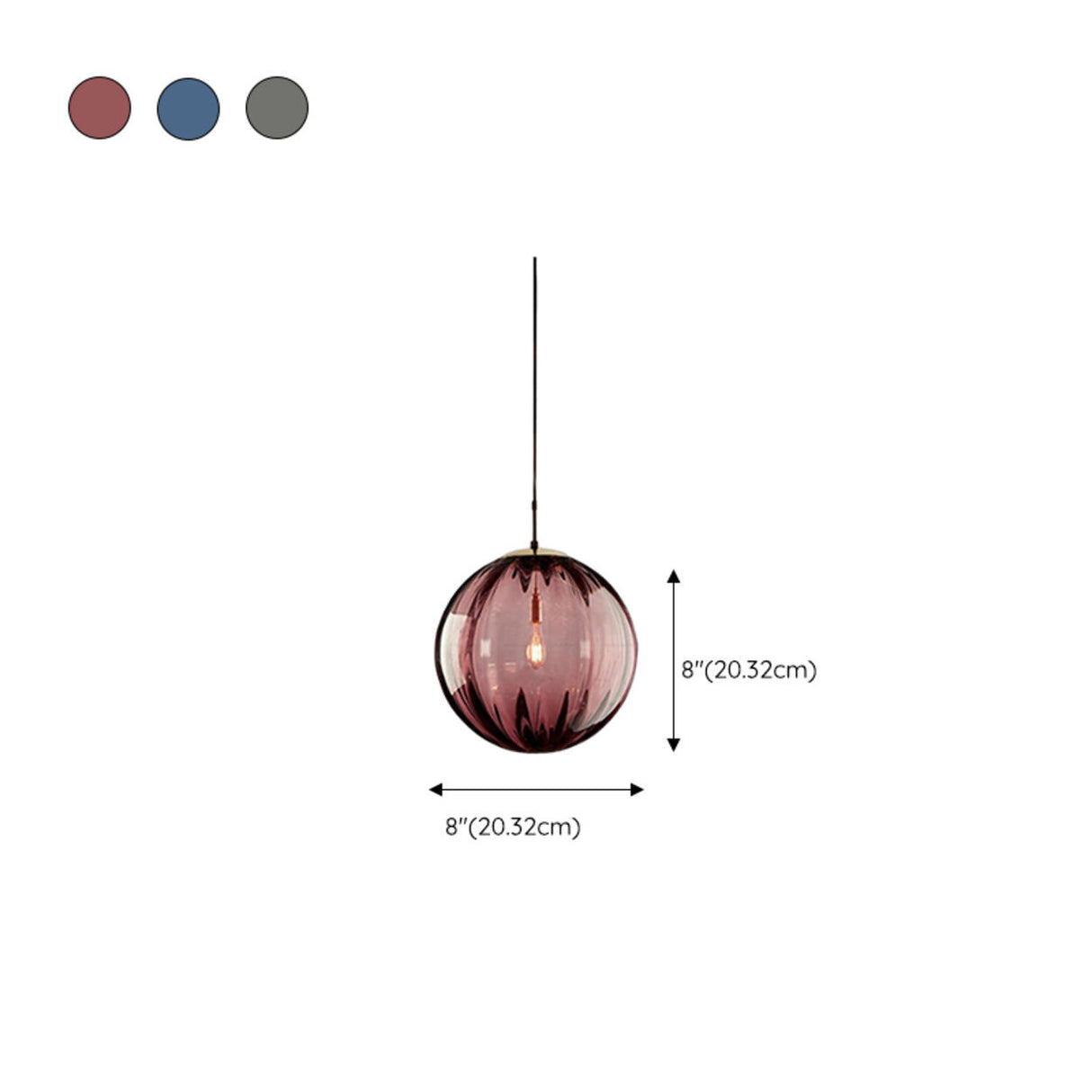 Modern Multicolor Glass Globe Dining Room Pendant Light 