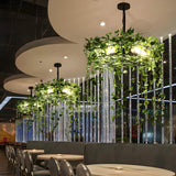 Modern Natural Green Ivy Plant Round Restaurant Chandelier Image - 1