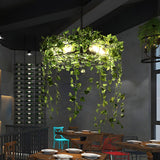 Modern Natural Green Ivy Plant Round Restaurant Chandelier Image - 2