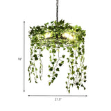 Modern Natural Green Ivy Plant Round Restaurant Chandelier #size