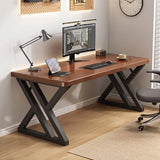 Modern Natural Rectangular Butcher Block Writing Desk Image - 2