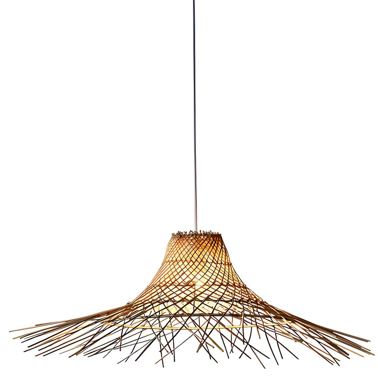 Modern Natural Restaurant Woven Rattan Pendant Light Image - 2