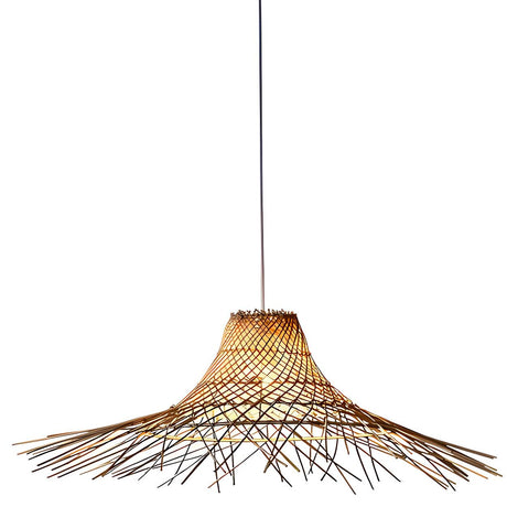 Modern Natural Restaurant Woven Rattan Pendant Light Image - 2