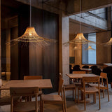 Modern Natural Restaurant Woven Rattan Pendant Light Image - 5