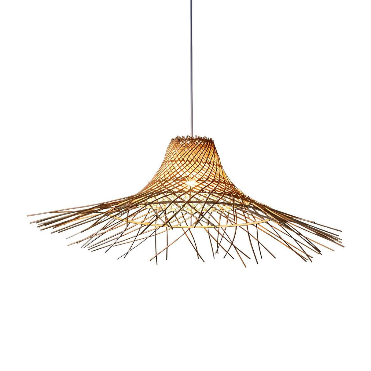 Modern Natural Restaurant Woven Rattan Pendant Light Image - 6