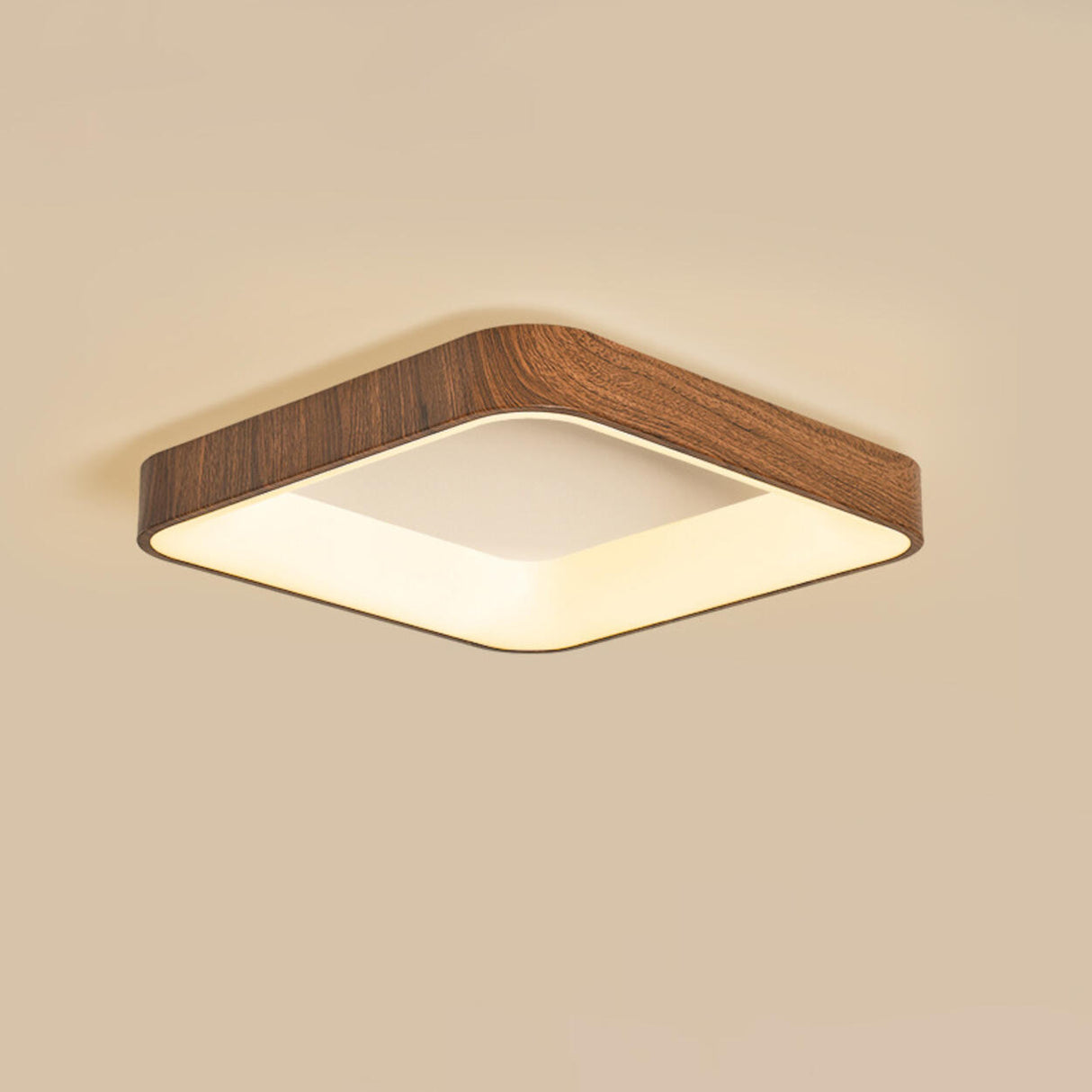 Modern Natural Round Wood LED Flush Mount Ceiling Light Image - 10