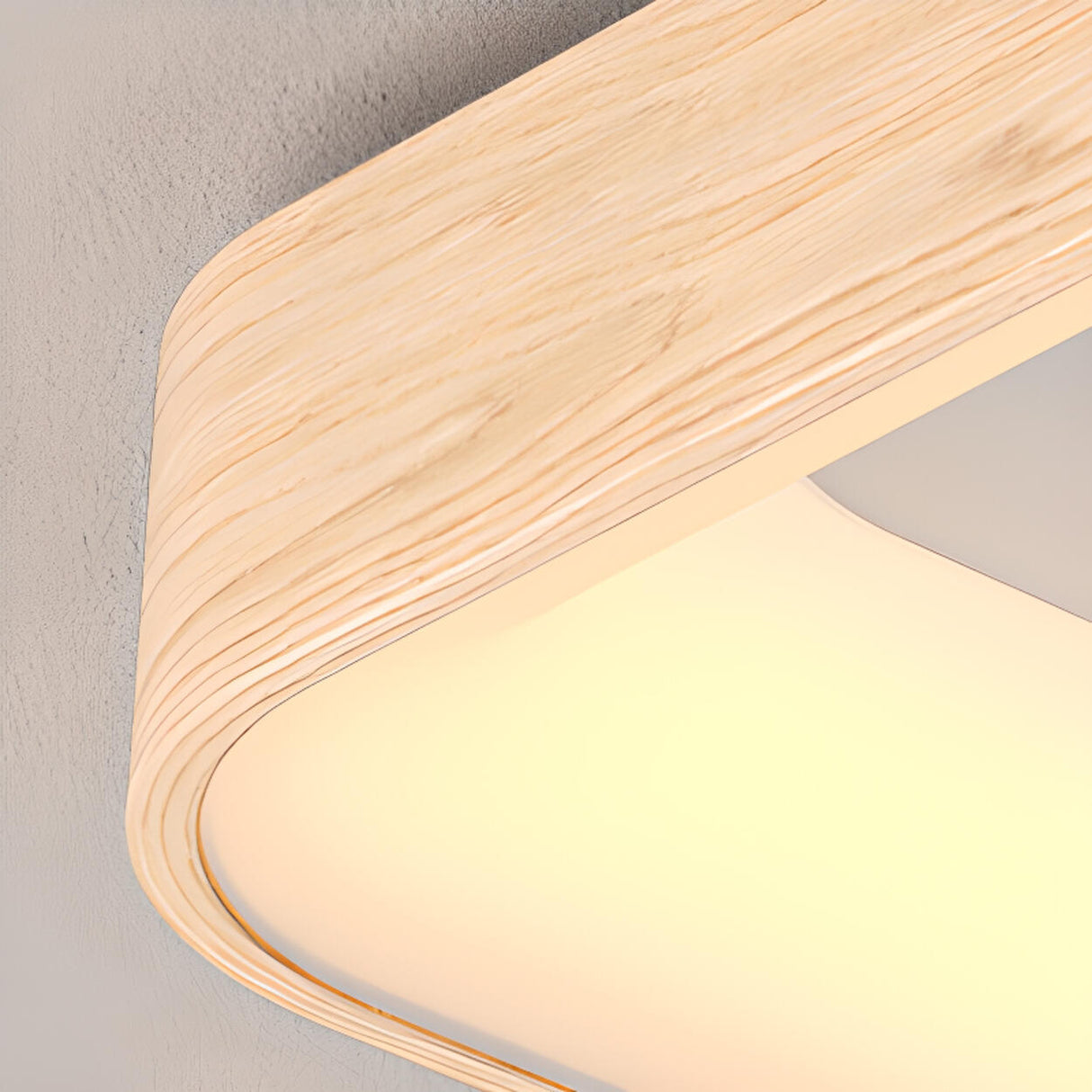 Modern Natural Round Wood LED Flush Mount Ceiling Light Image - 12