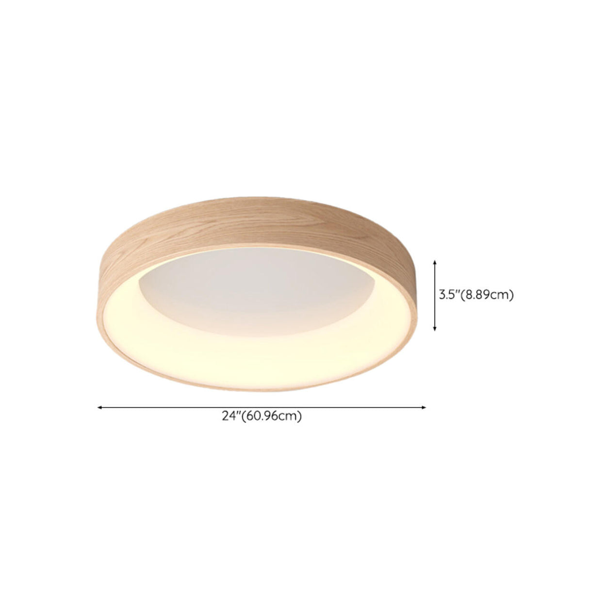 Modern Natural Round Wood LED Flush Mount Ceiling Light 