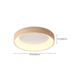 Modern Natural Round Wood LED Flush Mount Ceiling Light Image - 16