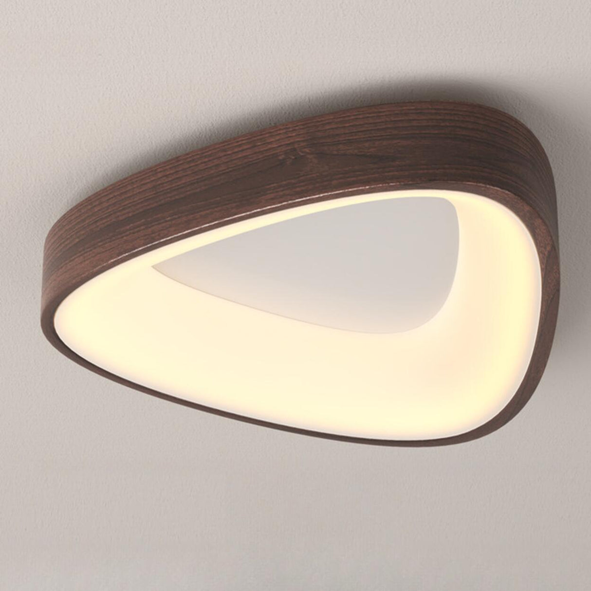 Modern Natural Round Wood LED Flush Mount Ceiling Light Image - 9