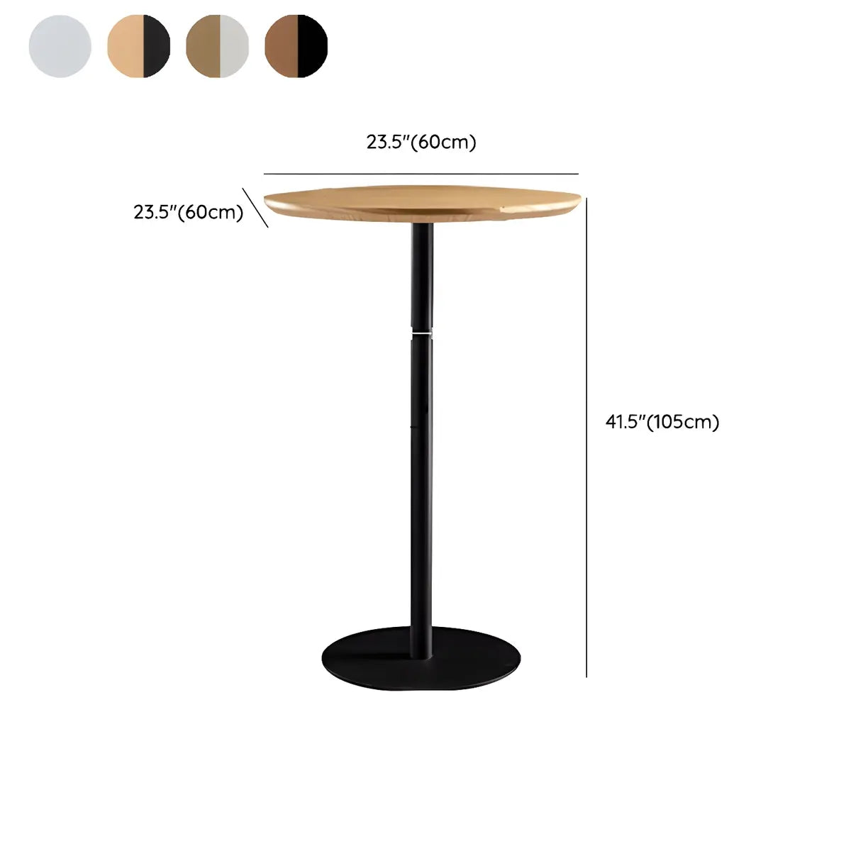 Modern Natural Round Wood Steel Small Bar Table 