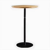 Modern Natural Round Wood Steel Small Bar Table Image - 3