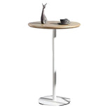 Modern Natural Round Wood Steel Small Bar Table Image - 9