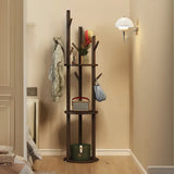 Modern Natural Walnut Finish Tree-Shaped Wood Coat Rack Image - 5