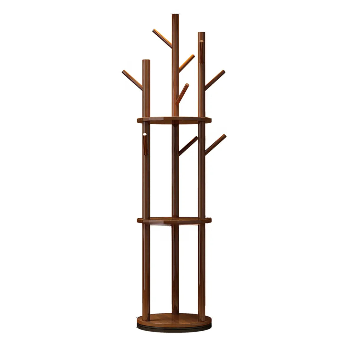 Modern Natural Walnut Finish Tree-Shaped Wood Coat Rack Image - 8