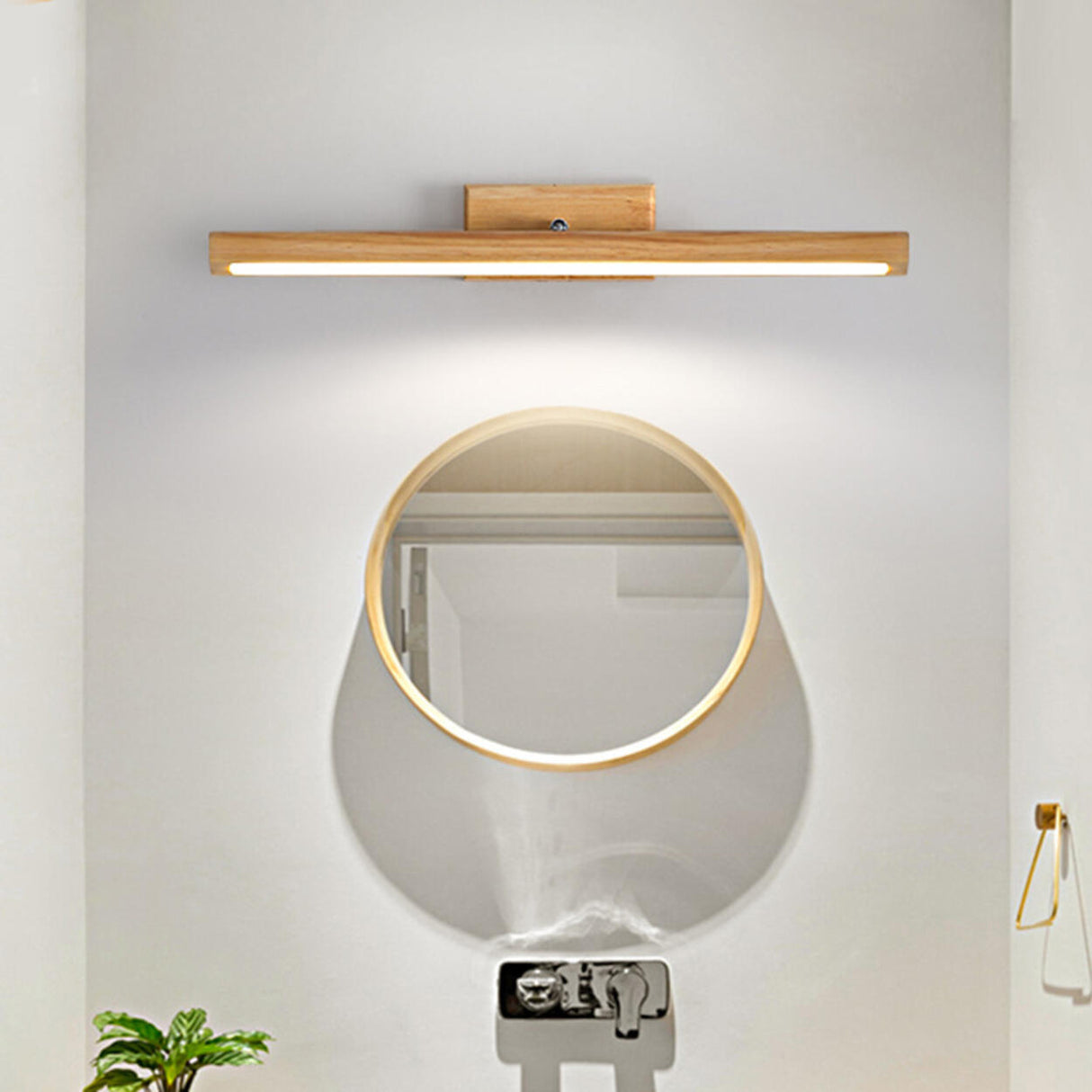 Modern Natural Wood Cylinder Vanity Light Fixtures Image - 4