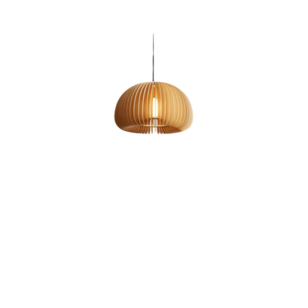 Modern Natural Wooden Pumpkin Slatted Pendant Lights Image - 10