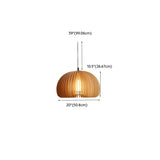 Modern Natural Wooden Pumpkin Slatted Pendant Lights #size