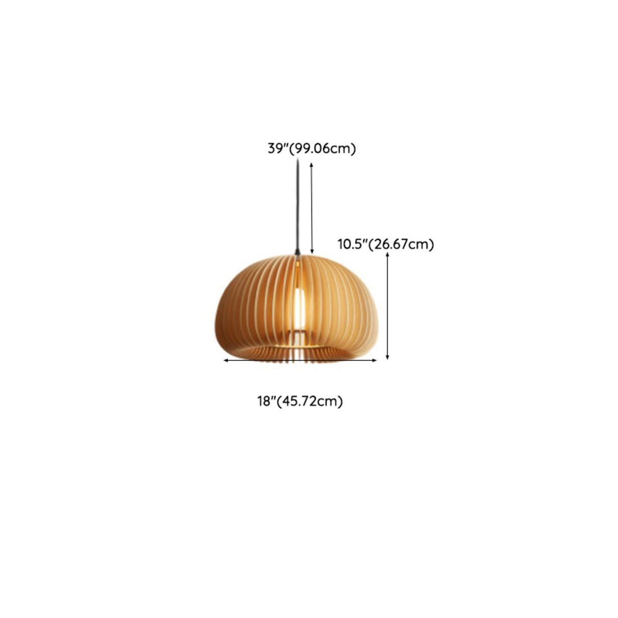 Modern Natural Wooden Pumpkin Slatted Pendant Lights Image - 18