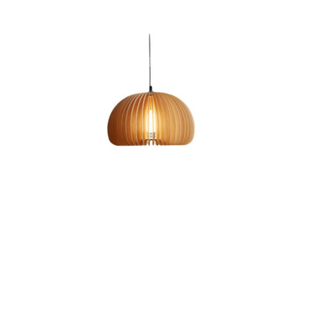 Modern Natural Wooden Pumpkin Slatted Pendant Lights Image - 2