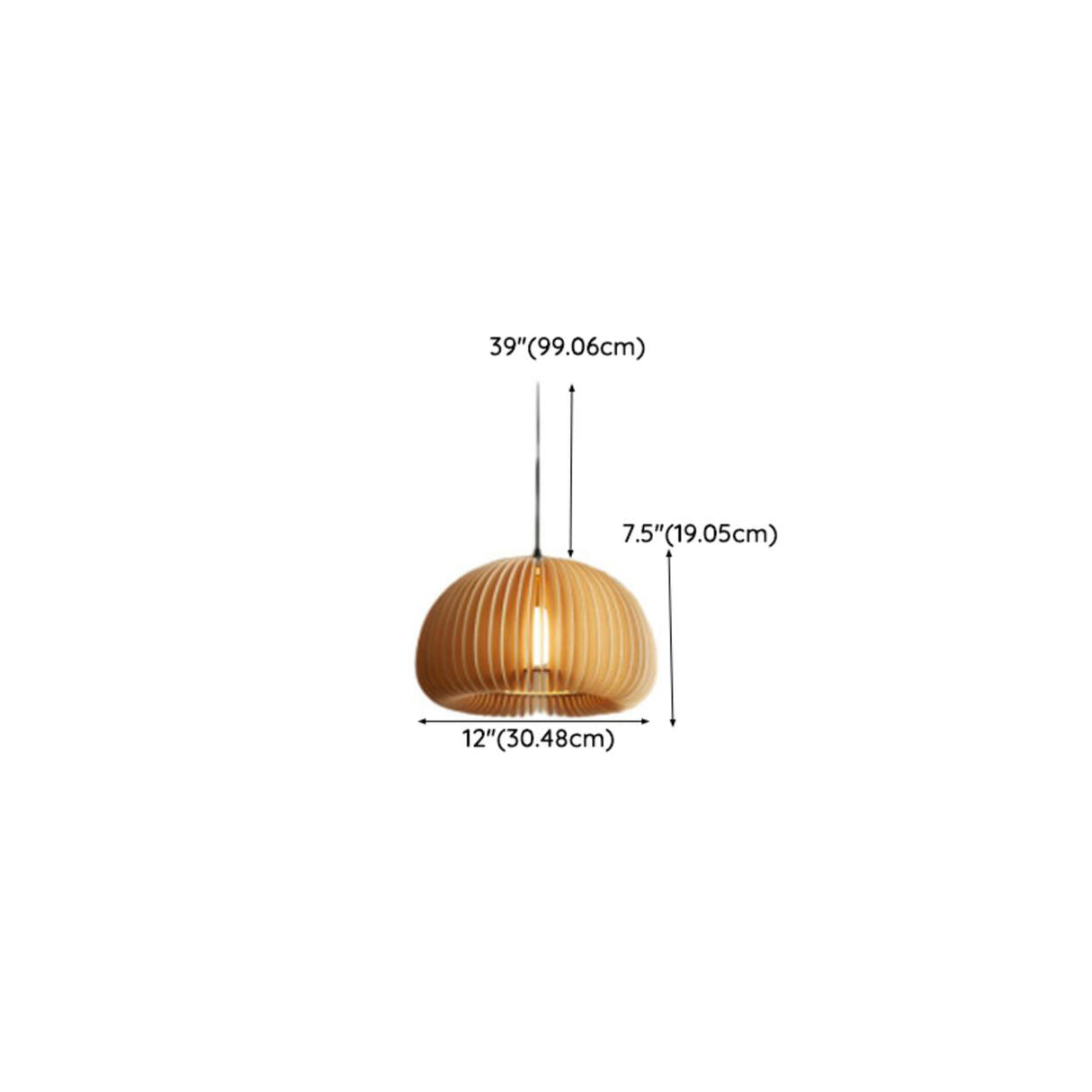 Modern Natural Wooden Pumpkin Slatted Pendant Lights Image - 20