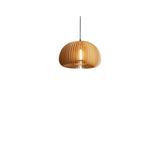 Modern Natural Wooden Pumpkin Slatted Pendant Lights Image - 3