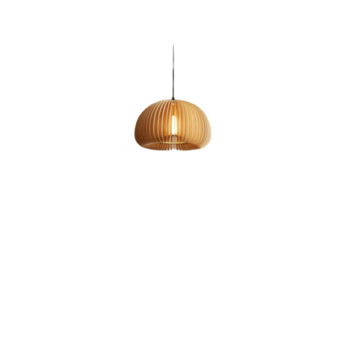 Modern Natural Wooden Pumpkin Slatted Pendant Lights Image - 7