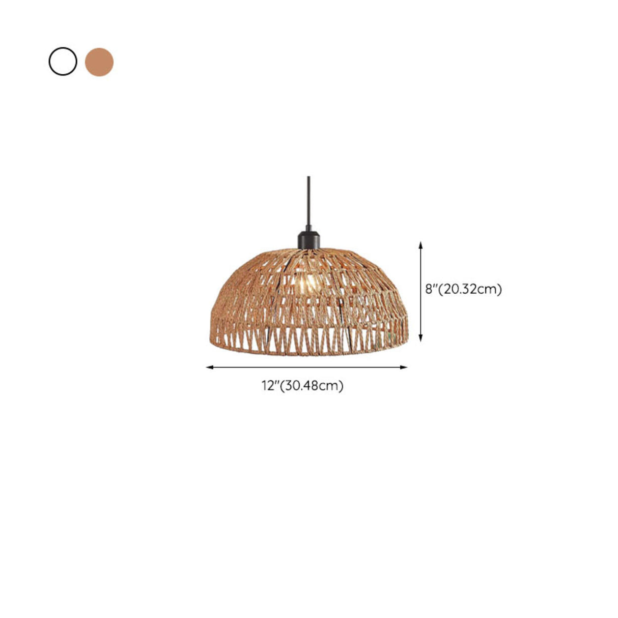 Modern Natural Woven Rope Dome Pendant Light Adjustable Cord 