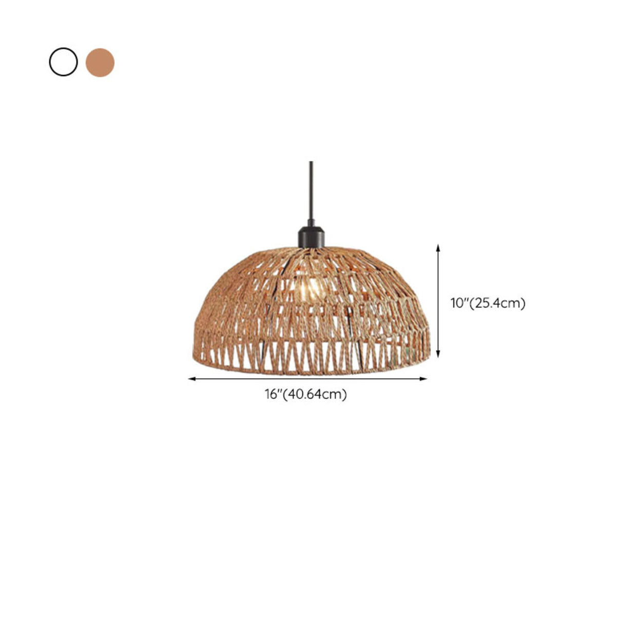 Modern Natural Woven Rope Dome Pendant Light Adjustable Cord Image - 12