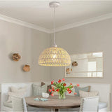 Modern Natural Woven Rope Dome Pendant Light Adjustable Cord Image - 4