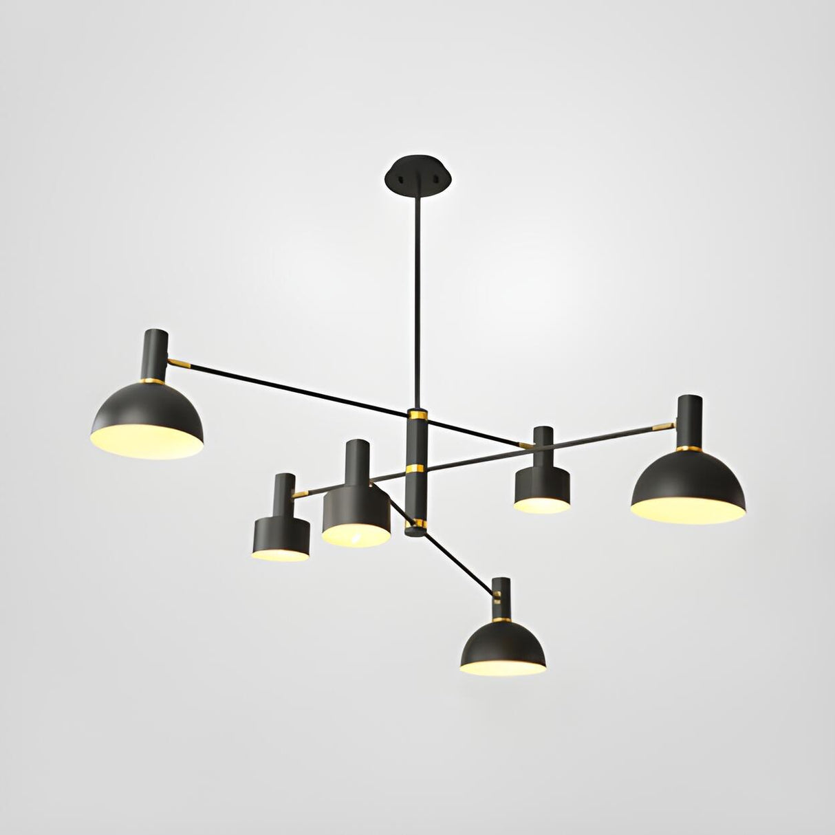 Modern Nordic Black and White Metal Dome Pendant Chandelier Image - 2