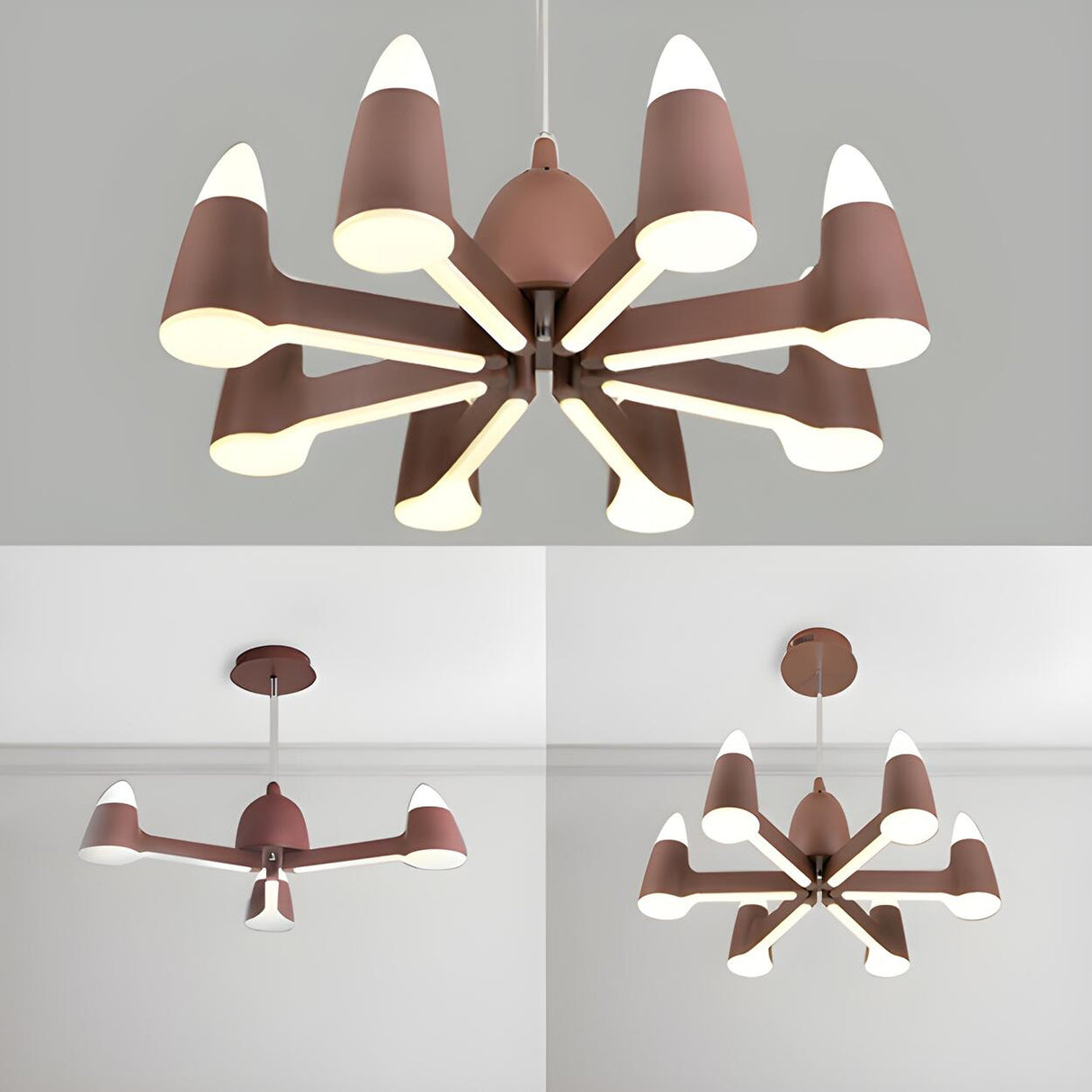 Modern Nordic Brown Cone LED Chandelier Living Room Image - 1