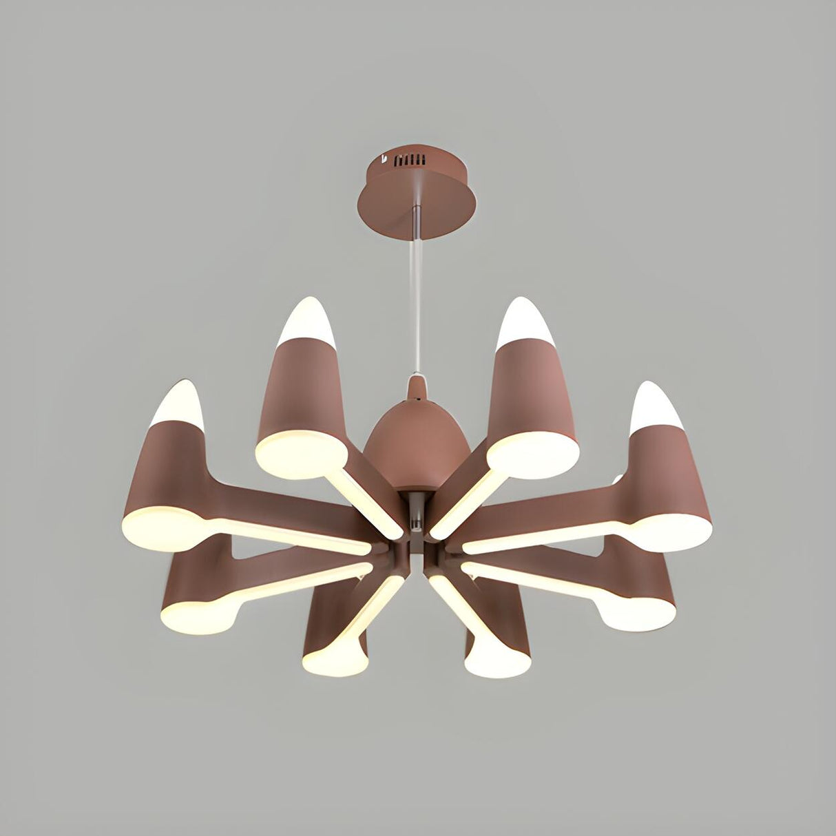 Modern Nordic Brown Cone LED Chandelier Living Room Image - 2