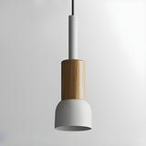 Modern Nordic Cone Colorful Wood Pendant Light Set Image - 10