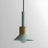 Modern Nordic Cone Colorful Wood Pendant Light Set Image - 12