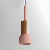 Modern Nordic Cone Colorful Wood Pendant Light Set Image - 7