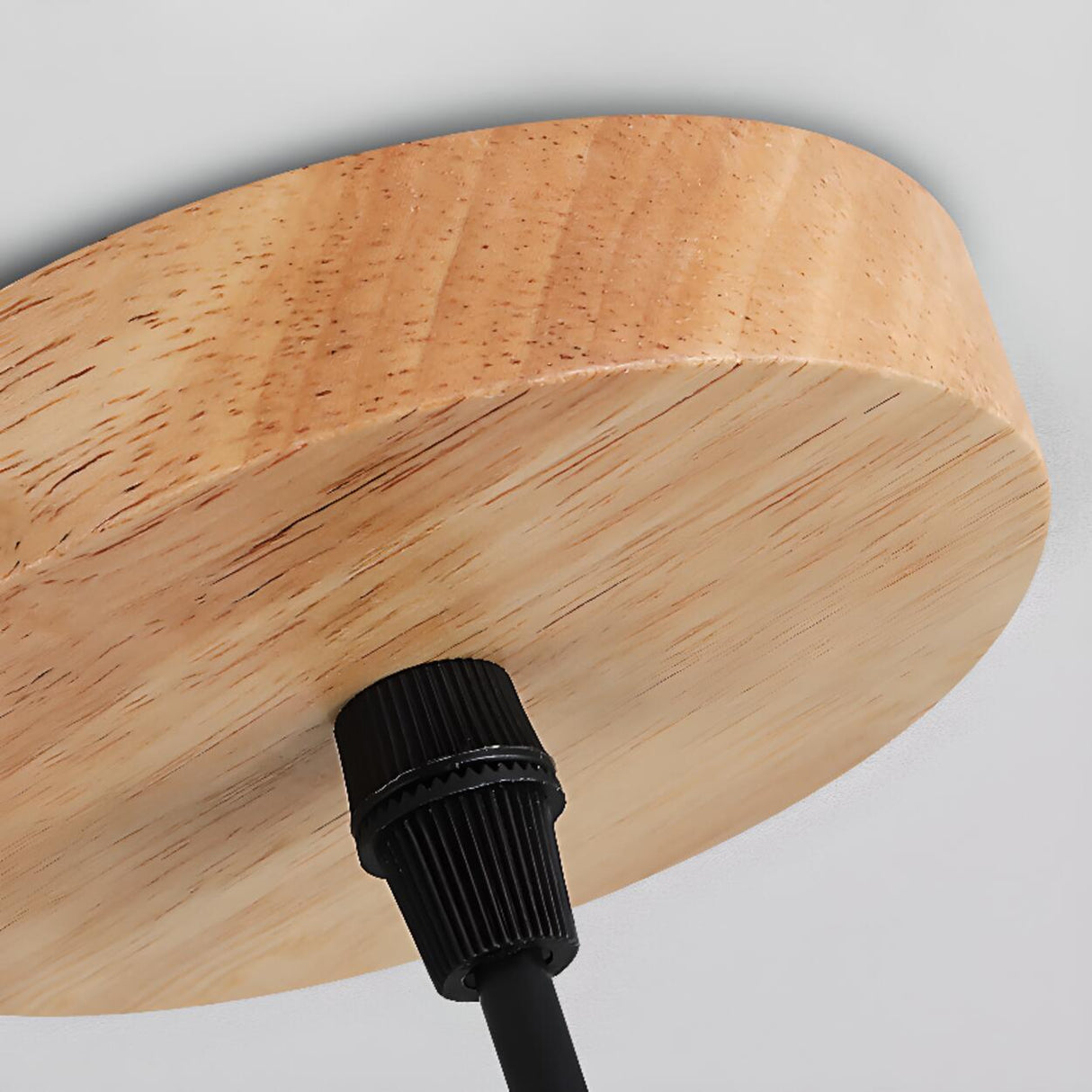 Modern Nordic Round Solid Wood Drum Pendant Light Image - 13