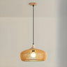 Modern Nordic Round Solid Wood Drum Pendant Light Image - 9