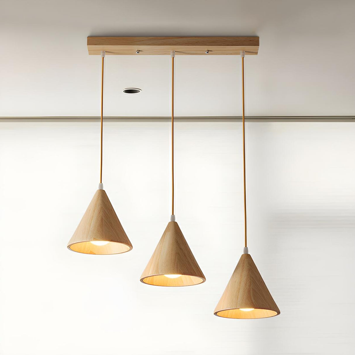 Modern Nordic Solid Wood Cone LinearPendant Light Image - 1