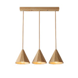 Modern Nordic Solid Wood Cone LinearPendant Light Image - 10