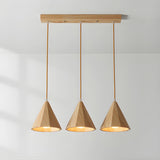 Modern Nordic Solid Wood Cone LinearPendant Light Image - 11